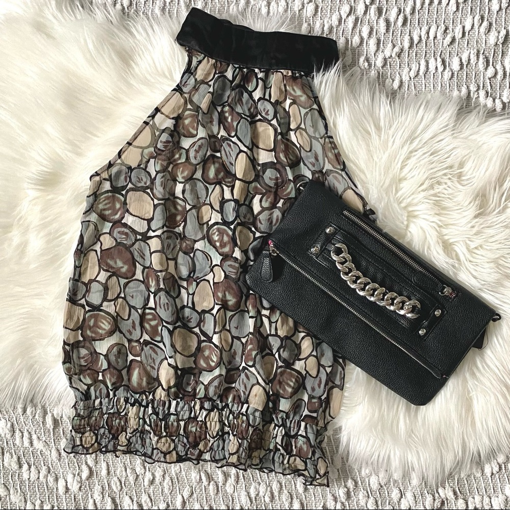Patterned Halter Blouse